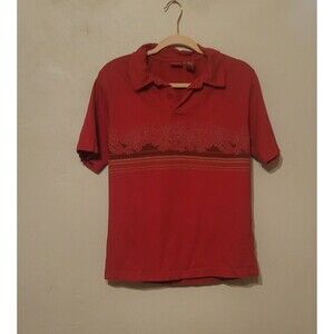 Mossimo Hawaiian Polo Shirt Mens Size S Red Floral Hawaii Tropical 100% Cotton